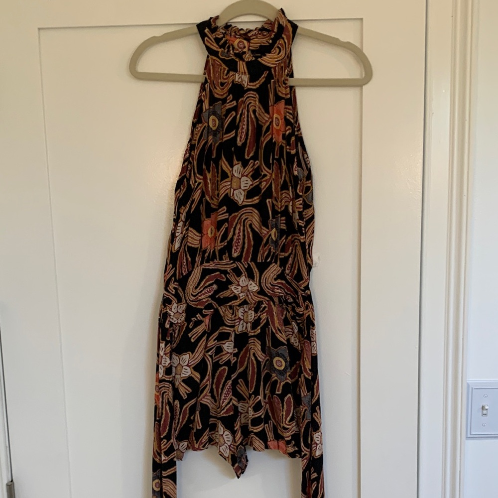 Christian Siriano Black Halter Romper with Floral Print